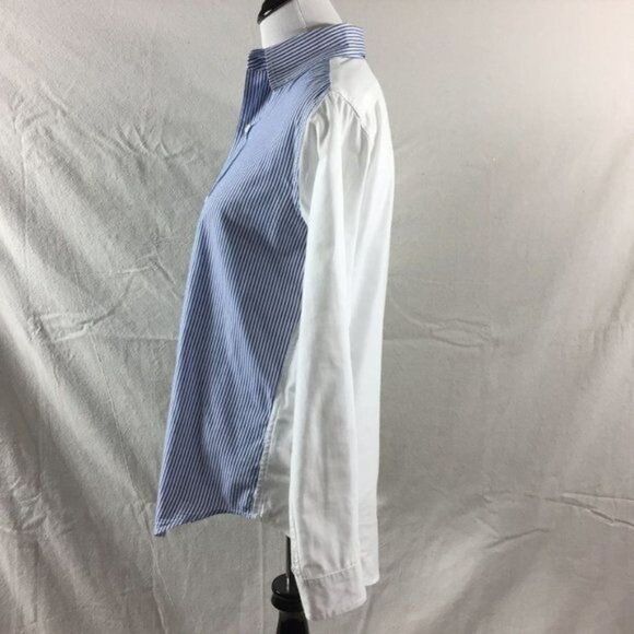 Current/Elliott Women's Prep School Shirt Poplin Button Down Blue Stripes 0/XS - Picture 3 of 8